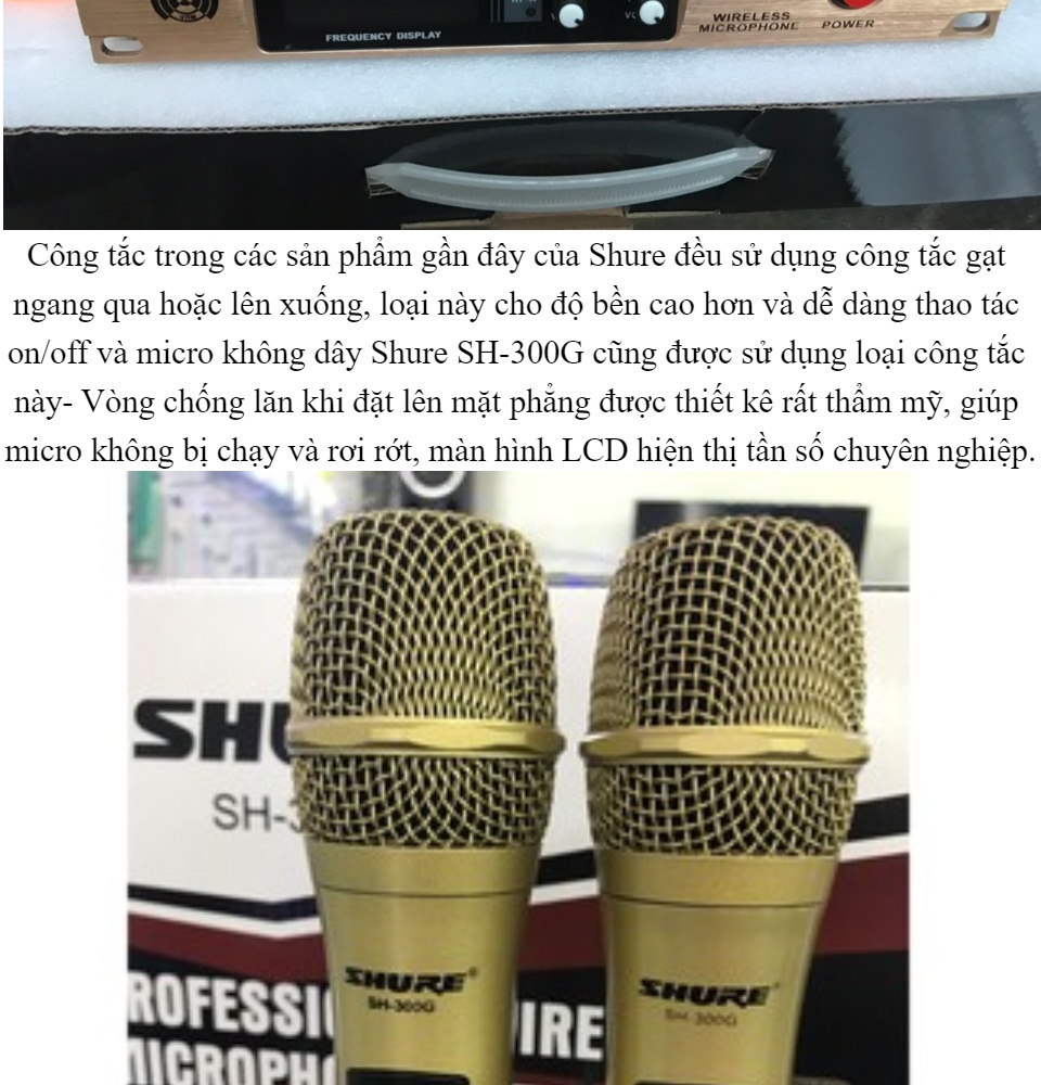 Mic Hát Karaoke Bộ 2 Micro Không Dây Và Đầu Thu SHURE SH-300GBỘ 2 Micro