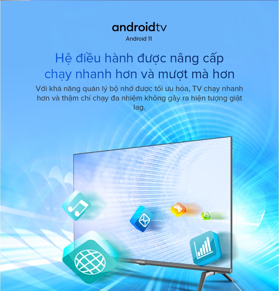 SMART TV FHD Coocaa 43 inch-Android 11 TV-Wifi-viền mỏng-Model 43S7G 2 years warranty Tặng 24 tháng Clip TV