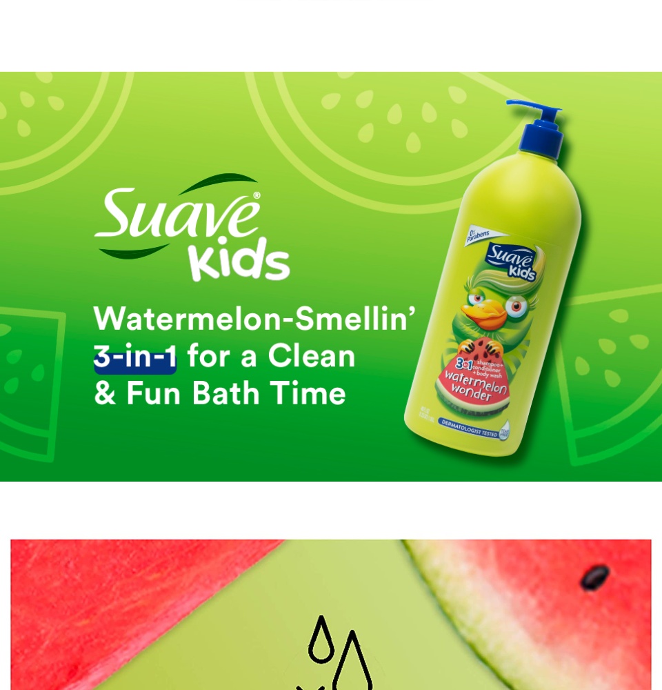 tắm gội cho bé suave kids watermelon wonder 3-in 9