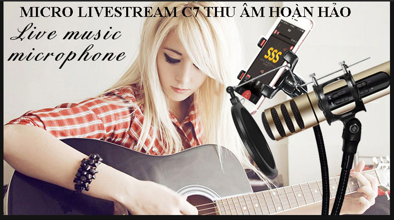 Micro C7 - Thu Âm Hát Karaoke Livestream trên điện thoại 3 in 1 Micro C7 - Thu Âm Hát Karaoke Livestream trên điện thoại 3 in 1