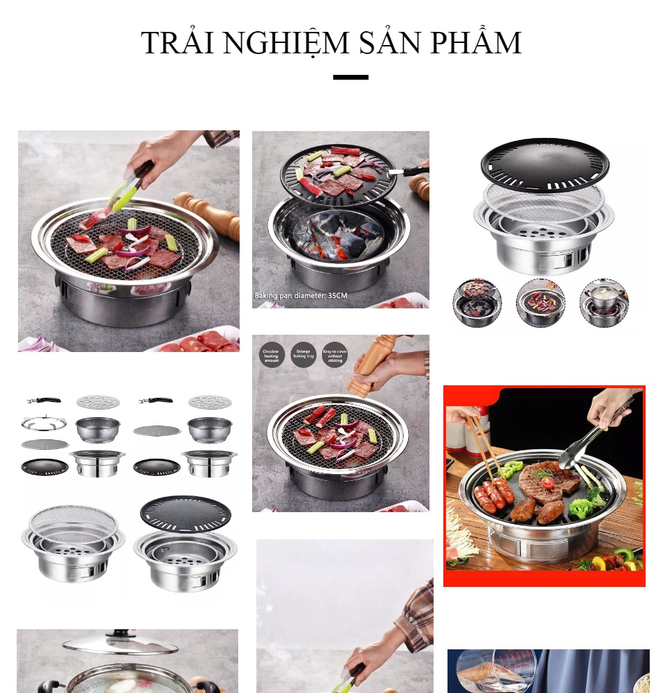 Bếp Nướng BBQ Than Hoa Không Khói Hàn Quốc VietKitchen Lò Nướng Than Hoa Không