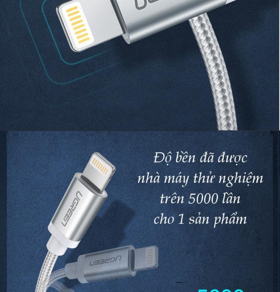 Cáp sạc iPhone Lightning MFi UGREEN US199 - Sạc tối ưu cho điện thoại iPhone 11 Pro Max / iPhone Xs Max / iPhone XR / iPhone 8 Plus / iPad / iPod dài từ 0.25m đến 2m Cáp sạc iPhone Lightning MFi UGREEN US199 - Sạc tối ưu cho điện thoại iPhone 11 Pro Max / iPhone Xs Max / iPhone XR / iPhone 8 Plus / iPad / iPod dài từ 0.25m đến 2m
