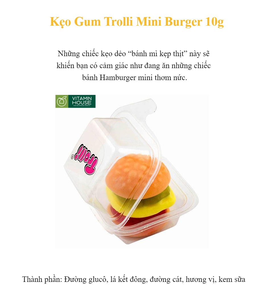 [hcm]combo 5 kẹo dẻo hamburger trolli mini burger 10g [vitamin house] 1