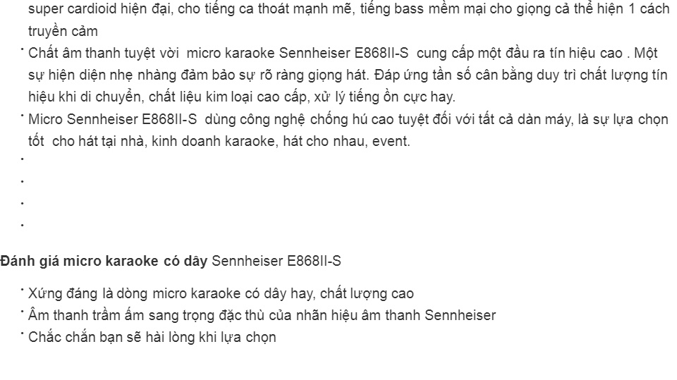 Micro có dây hát karaoke Sennheiser E868II-S cao cấp NEW