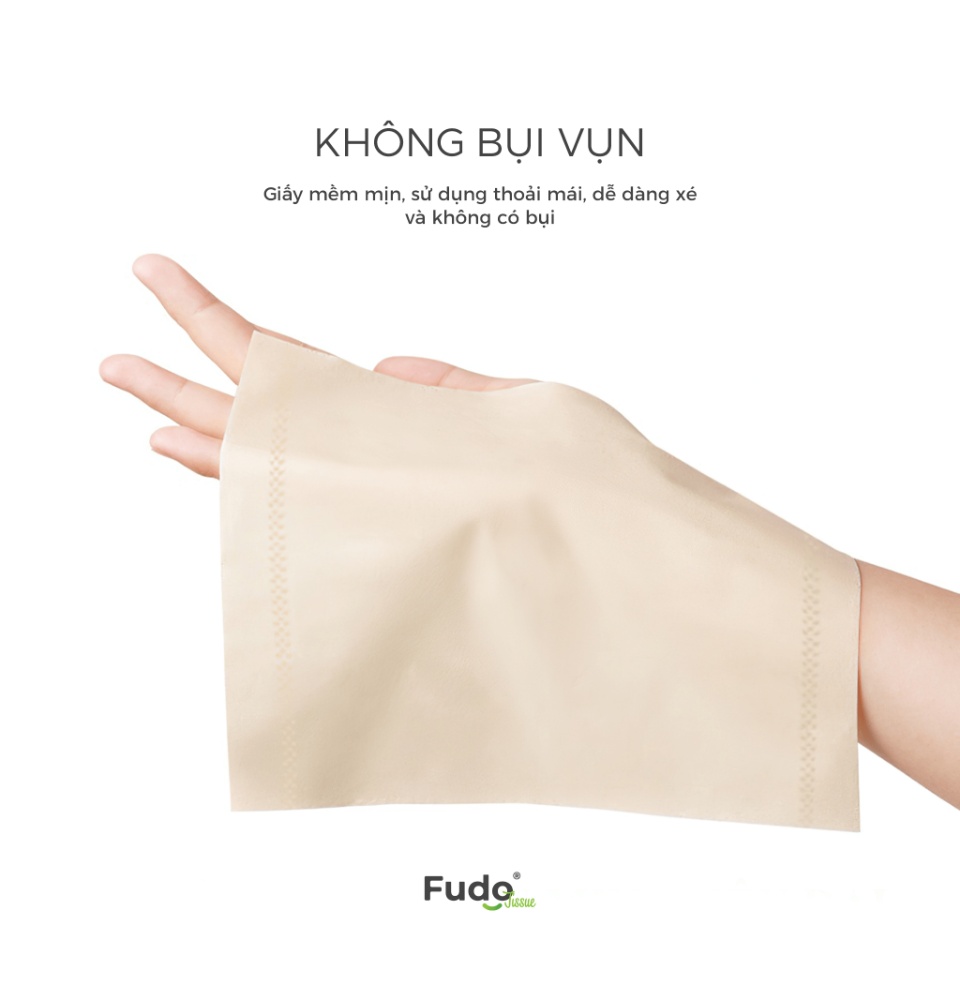 khăn giấy tre fudo - 1 gói giấy rút - giấy ăn fudo 100% bột tre, không tạo mùi, không tẩy trắng 6