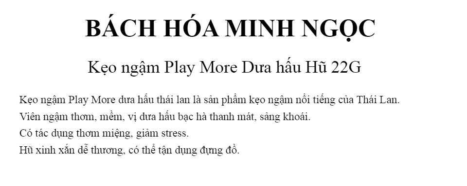 Kẹo ngậm Play More Dưa hấu Hũ 22G