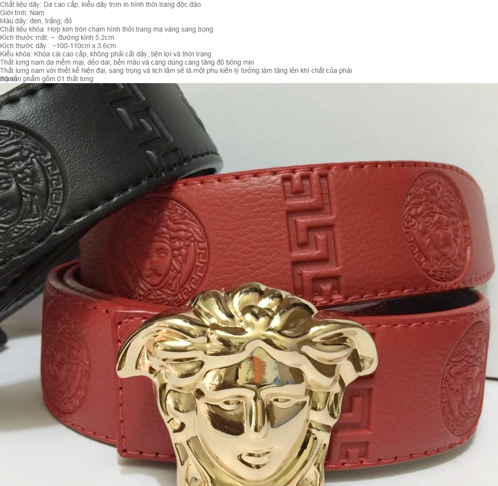 Dây thắt lưng da nam,Dây nịt nam mặt chạm mặt tròn vàng siêu đẹp ( Dây đủ màu - trắng, đen, đỏ ,xanh)