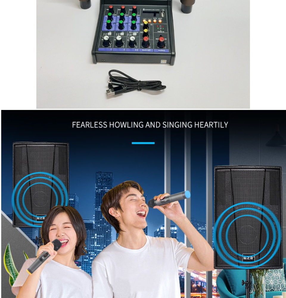 Trọn Bộ Mixer Yamaha G4 Bluetooth - Tặng Kèm 2 Micro Không Dây Bàn Mixer