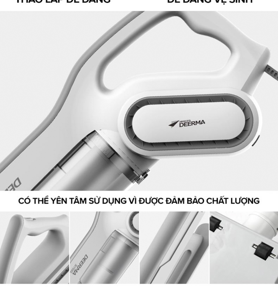 Máy Hút Bụi Cầm Tay Xiaomi Deerma DX700/700S - Thiết kế 2 trong 1 dùng hút sàn và dèm cửa - Đầu hút xoay 180 độ tiện lợi - Công suất 600W - Lực hút 16000Pa - Hộp bụi 800ml - 3 đầu hút tiện dụng (Giao màu ngẫu nhiên)