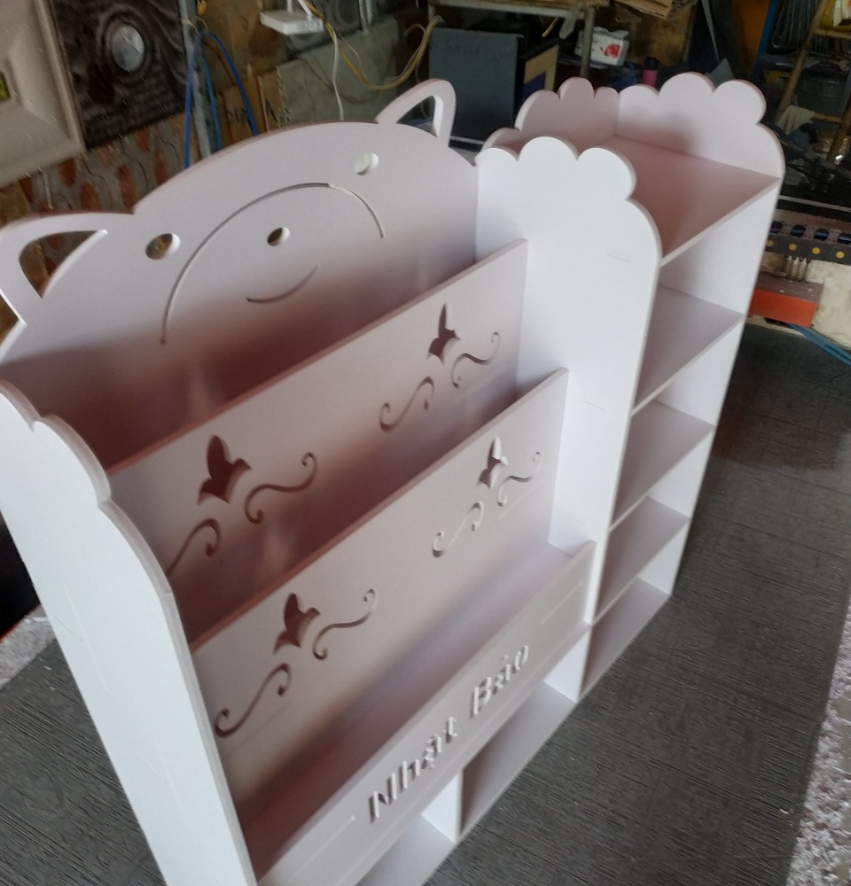 Kệ Sách Gấu 3 Tủ Chứa Đồ Cho Bé PVC Formex Full Bộ Kèm Vít (3 Size)