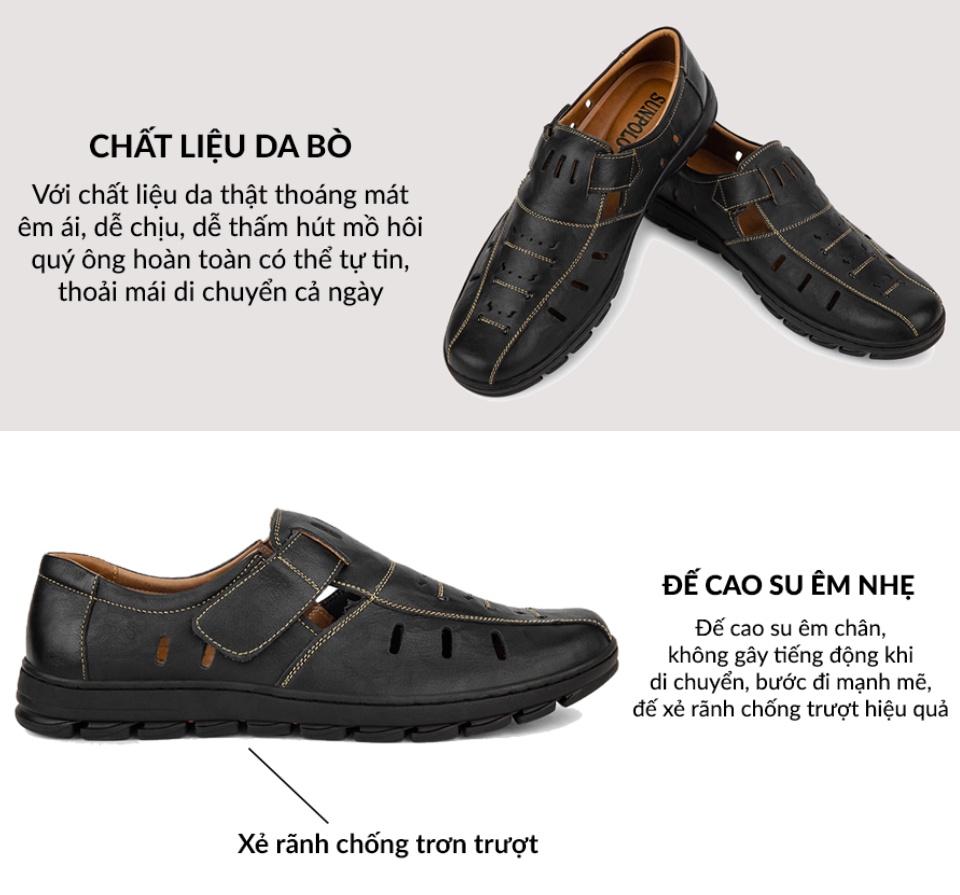 Giày Rọ Nam Da Bò SUNPOLO STA680 (Đen, Nâu) - Mỹ Phẩm Khác | TheFaceHolic.com