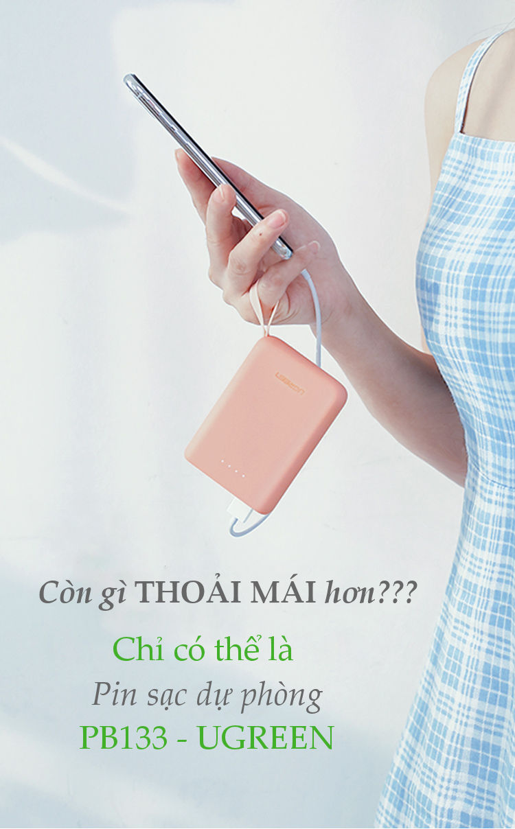 Sạc dự phòng 10000mAh có móc treo tay, 2 cổng sạc USB sử dụng cùng lúc 2 điện thoại, hỗ trợ 2 cổng Micro USB và USB type C UGREEN PB133 60197 Sạc dự phòng 10000mAh có móc treo tay, 2 cổng sạc USB sử dụng cùng lúc 2 điện thoại, hỗ trợ 2 cổng Micro USB và USB type C UGREEN PB133 60197