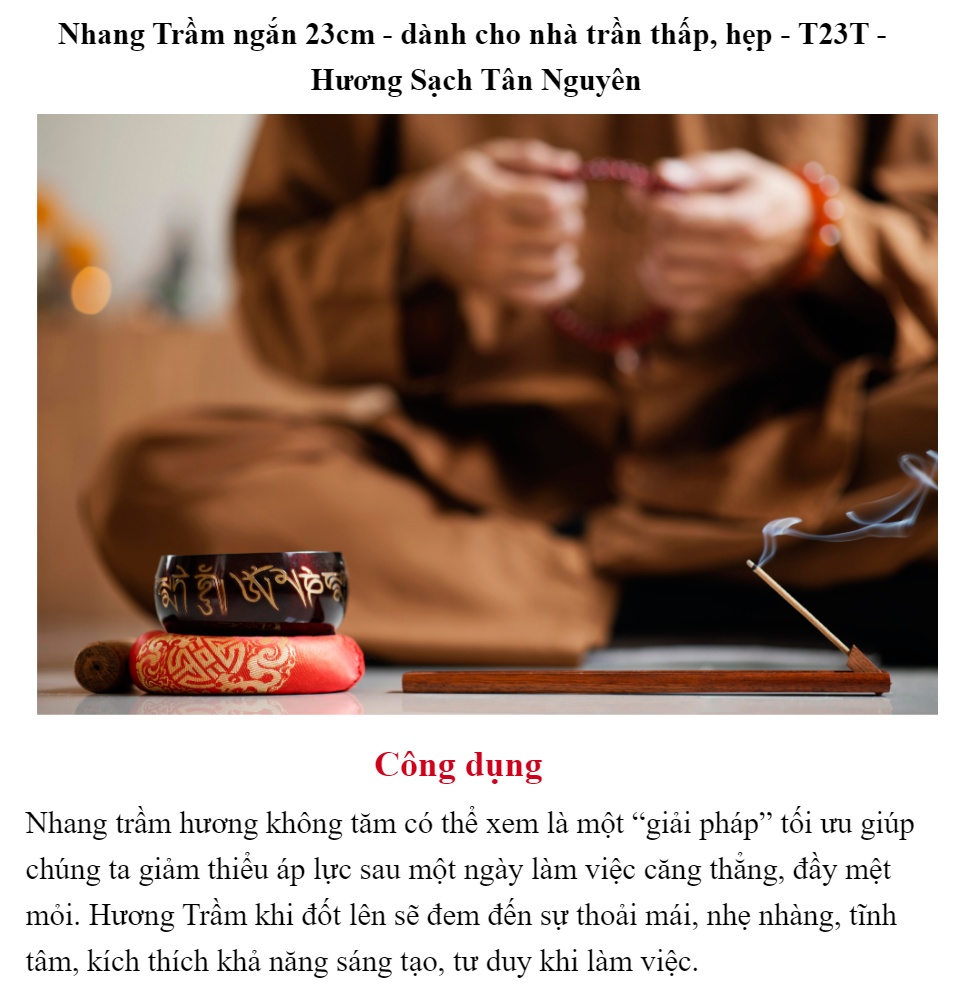 Nhang trầm hương Tân Nguyên, hương trầm sạch, nhang trầm cao cấp ngắn 23cm phù hợp nhà chung cư, trần thấp, hẹp