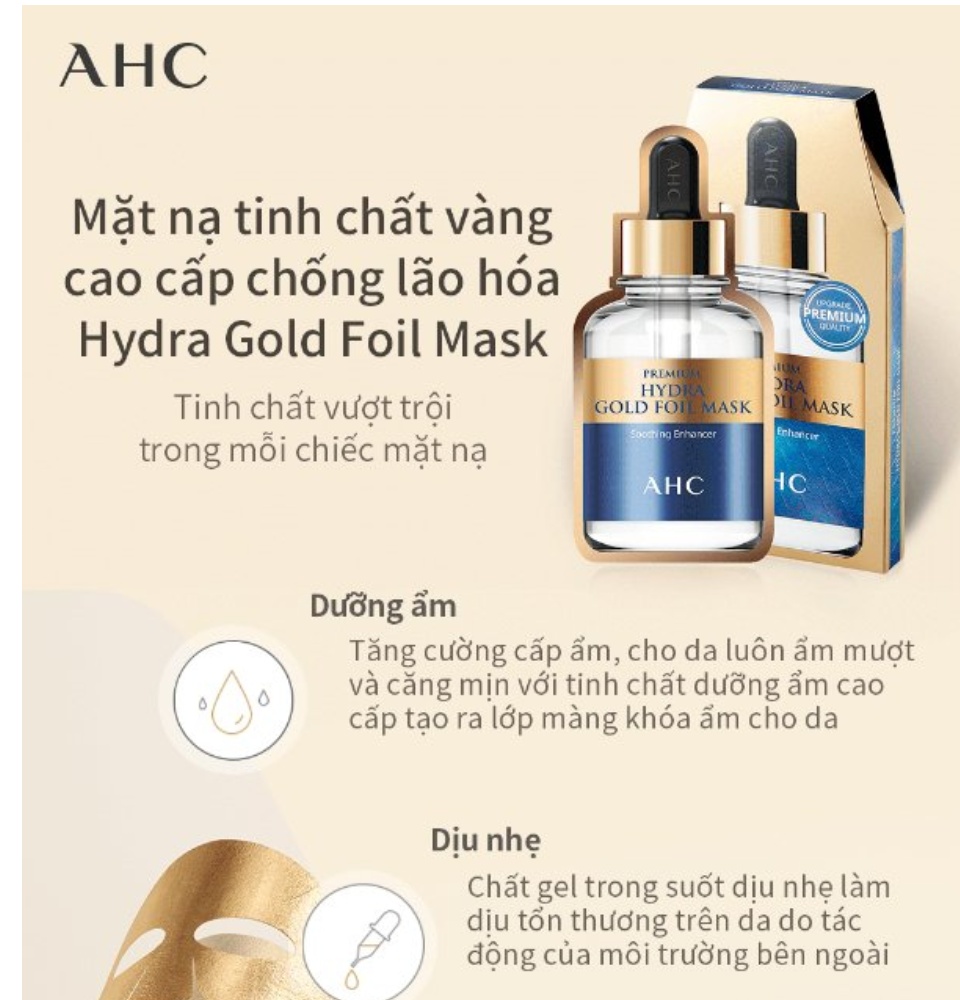 Mặt nạ vàng chống lão hóa - AHC Premium Hydra Gold Foil Mask 25g x 5 miếng