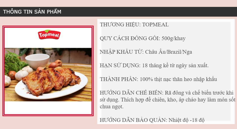 HCM - Thịt nạc thăn heo (500g) - Thích hợp với các món nướng, chiên, áp chảo, kho,... - [Giao nhanh TPHCM]