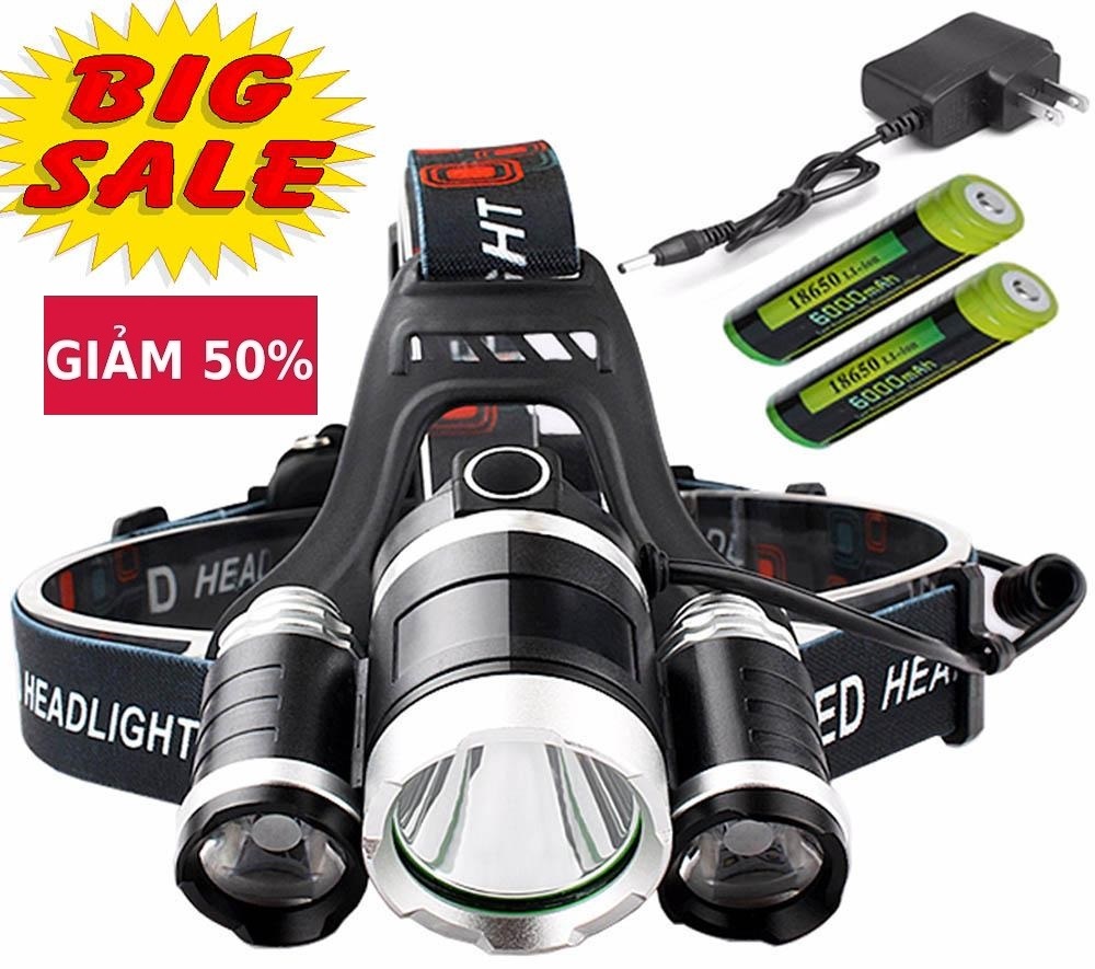 Đèn Pin Đội Đầu Sạc Điện Máy Xanh - (Đèn Tốt )Đèn Pin Đội Đầu Siêu Sáng - Đèn Pin Led Siêu Sáng Đội Đầu 3 Bóng (Đen) Nhiều Chế Độ Tặng Kèm Pin Và Sạc