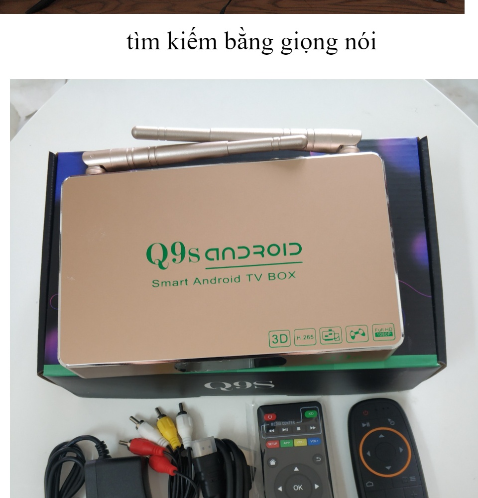 Đầu TV box Q9s 2021 ram 2GB KÈM ĐIỀU KHIỂN GIỌNG NÓI chuột bay - tìm kiếm  giọng nói trong 1 nốt nhạc G10s dành cho tivi đời cũ - Android TV