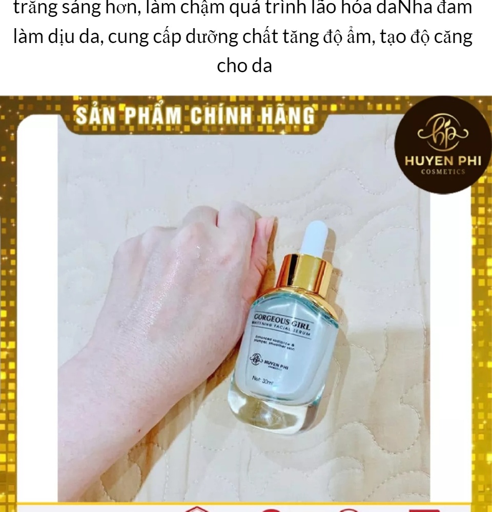 SERUM SÂM TỐ NỮ HUYỀN PHI Tác dụng giảm nhăn mụn ẩn dưỡng sâu bên trong giúp da căng bóng.