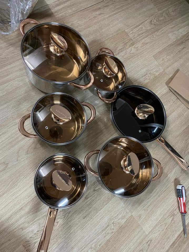 [BIG SALE] Bộ nồi KAISA VILLA - 6 món 12 chi tiết – Thương hiệu Đức – Dùng cho mọi loại bếp, đặc biệt là bếp từ. Bộ nồi tráng men vàng cao cấp sang trọng. Bảo Hành 12 Tháng Tại Shop. PĐQ