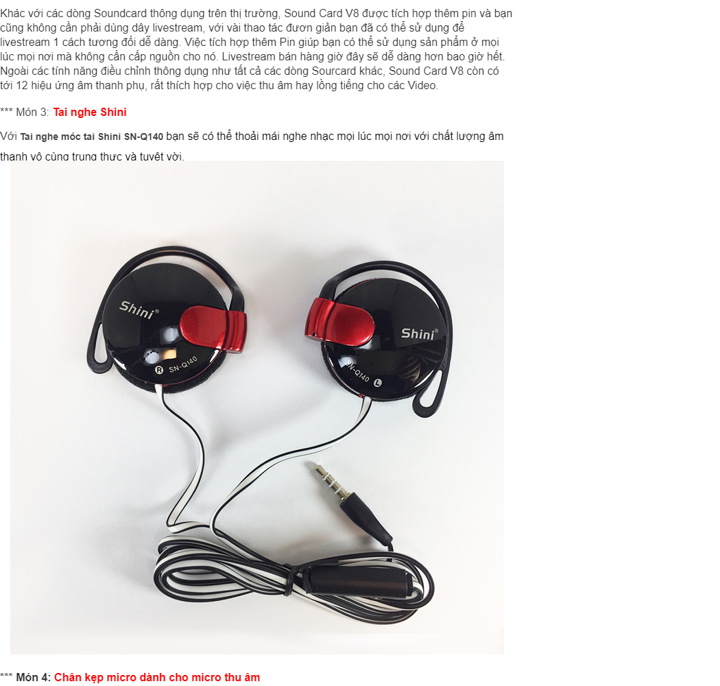 Trọn bộ Micro thu âm: Sound card V8 Mic thu âm BM900 tai nghe Shini