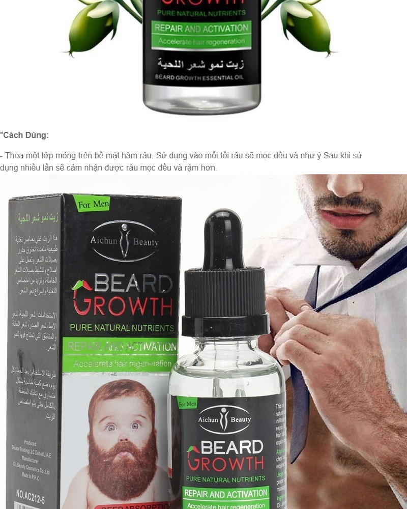 Thuốc Mọc Râu Beard Growth Aichun Beauty 30 ml – hàng Dubai