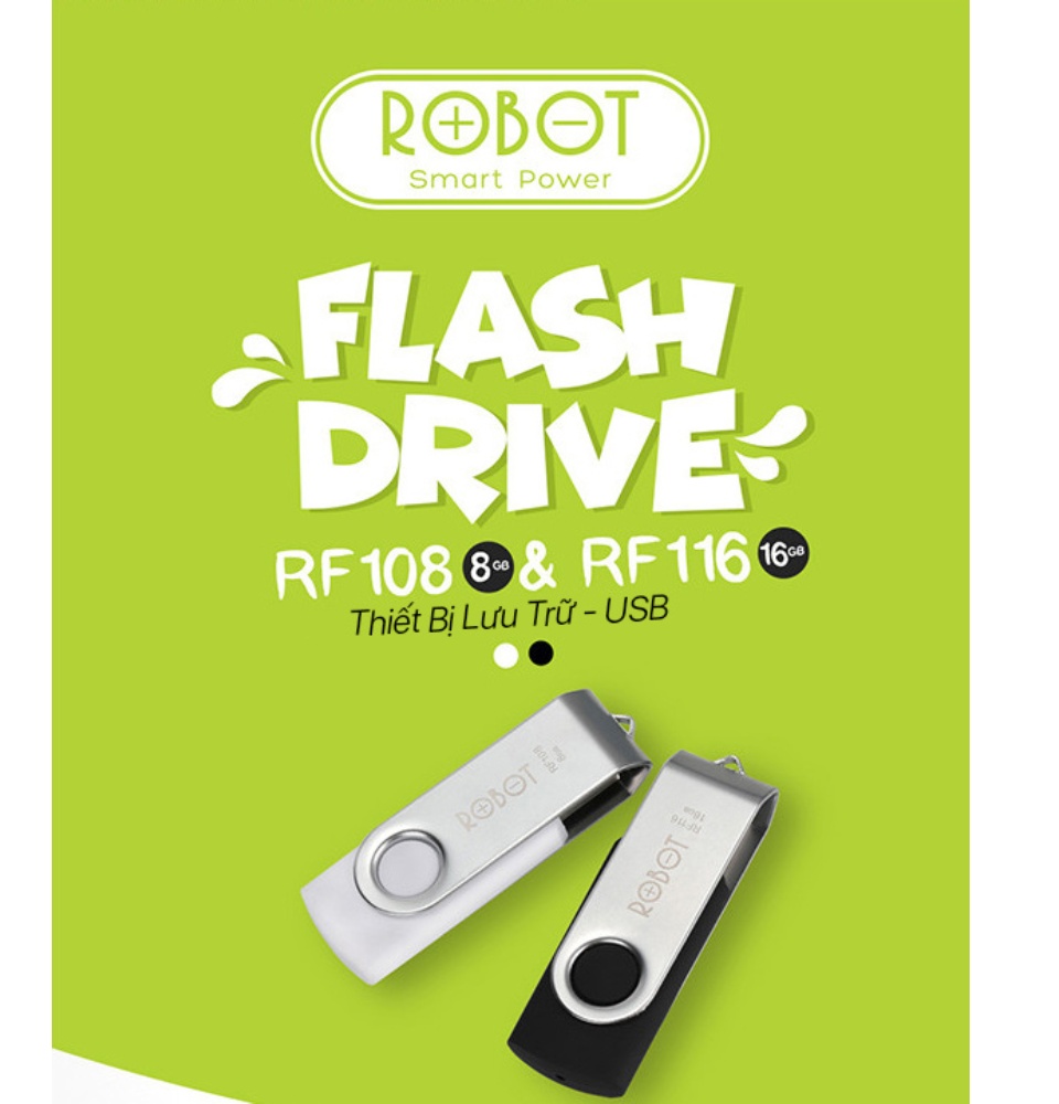 USB Thiết bị lưu trữ 8GB/16GB ROBOT RF108/116 Flash Drive đầu kim loại siêu nhẹ