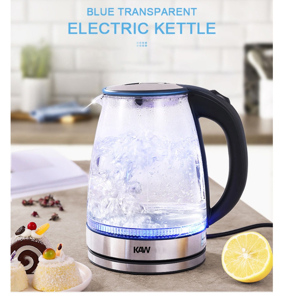 Bán Máy Nước Nóng, Ấm Siêu Tốc KAW, Bình Đun Nước Siêu Tốc Thủy Tinh Cao Cấp, Thiết Kế Sang Trọng, Chất Liệu Thủy Tinh Cao Cấp, Nấu Nước Trong 30S - Bảo Hành Uy Tín 1 Đổi 1.(Giá Giảm-50%)