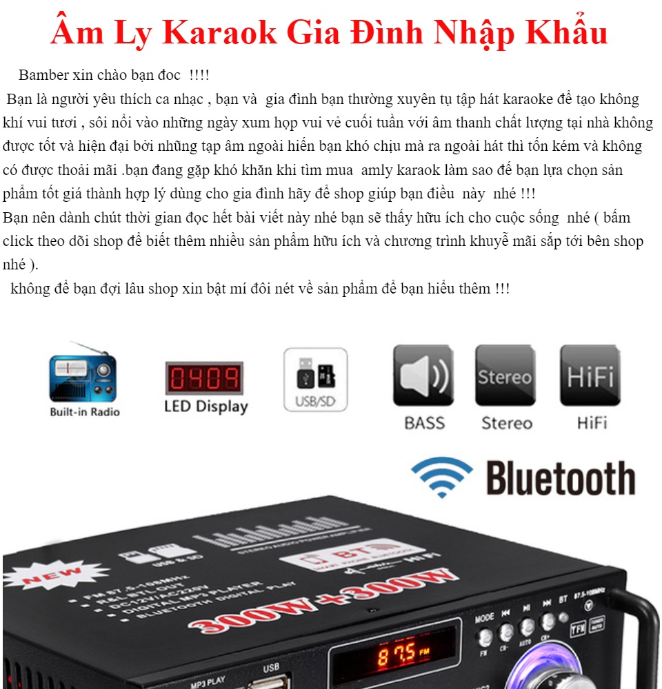Âm Ly Karaok - Âm Li Chạy Điện Mua Ngay Ampli Bluetooth Tely-Blj253 Chip Âm
