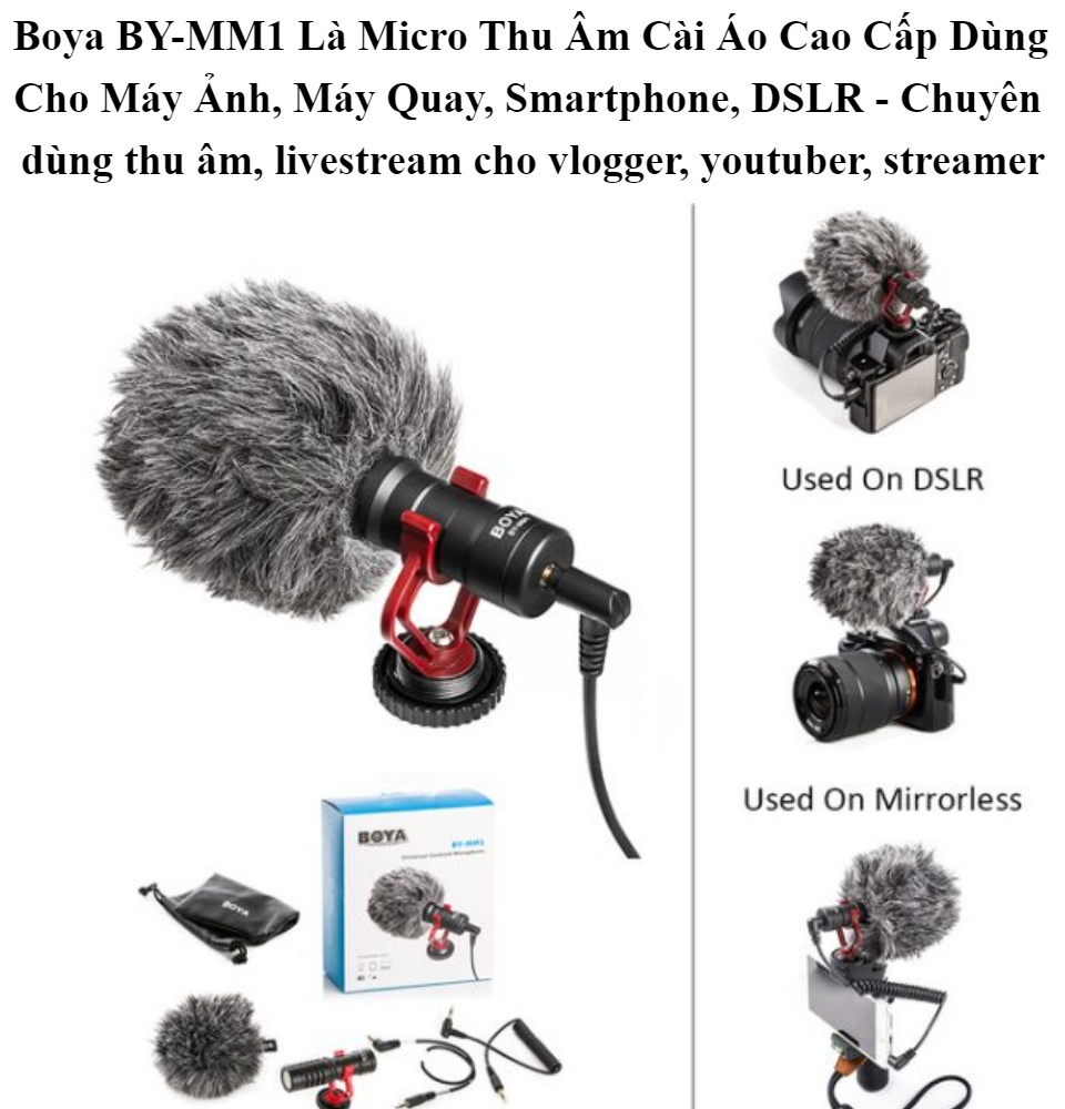 Mic Thu Âm Điện Thoại & Máy Ảnh Máy Quay DSLR - BOYA BY-MM1 Thiết
