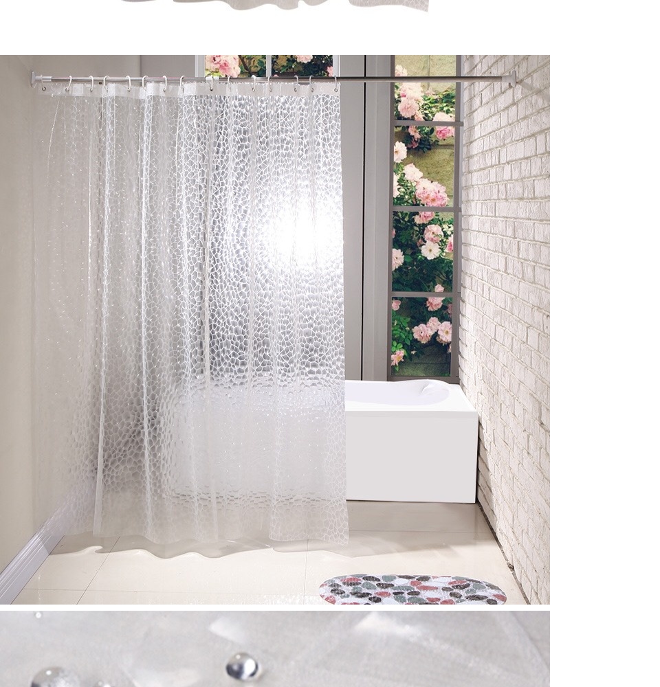 Rèm Phòng Tắm / Rèm Cửa Sổ Trắng trong họa tiết kẻ 180cm X 180cm Loại 1