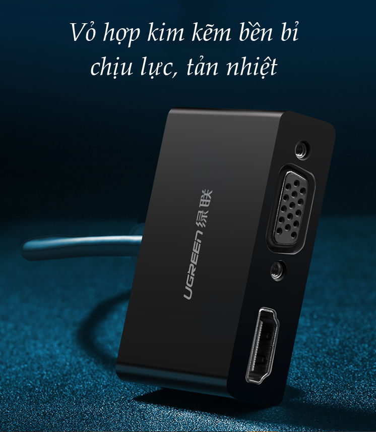 Bộ chuyển đổi USB Type C sang HDMI/VGA hình ảnh 3D 4kx2k 30HZ, độ phân giải 1920x1080P 60HZ cho MacBook, các thiết bị hỗ trợ cổng USB type C... dài 10-15cm UGREEN CM162 Bộ chuyển đổi USB Type C sang HDMI/VGA hình ảnh 3D 4kx2k 30HZ, độ phân giải 1920x1080P 60HZ cho MacBook, các thiết bị hỗ trợ cổng USB type C... dài 10-15cm UGREEN CM162