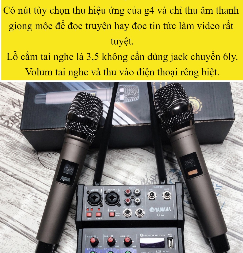 Mixer Yamaha G4 Bluetooth Hiệu Ứng Vang Reverb Echo… cho tiếng ca bay bổng và