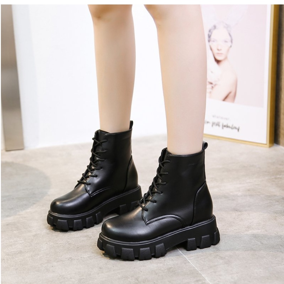 Giày boost cổ cao độn đế 5cm mẫu mới kiểu dáng mạnh mẽ với 2 loại bóng và lì Boots cổ cao phù hợp với mùa đông lạnh giá 6