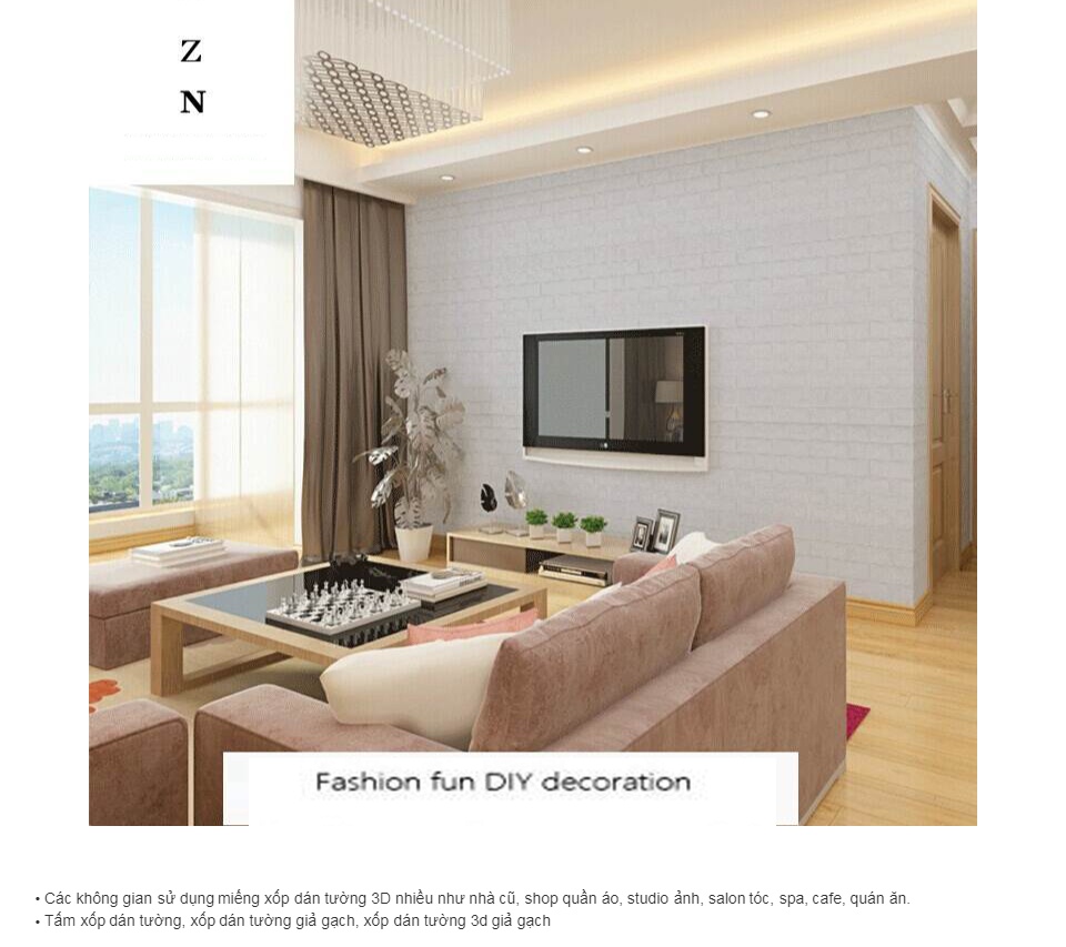 20 tấm Xốp Dán Tường giả gạch 3D Bóc Dán Màu Cao Cấp / Chịu