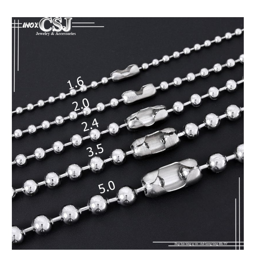 DÂY CHUYỀN BI INOX 5mm CỰC ĐẸP KHÔNG ĐEN
