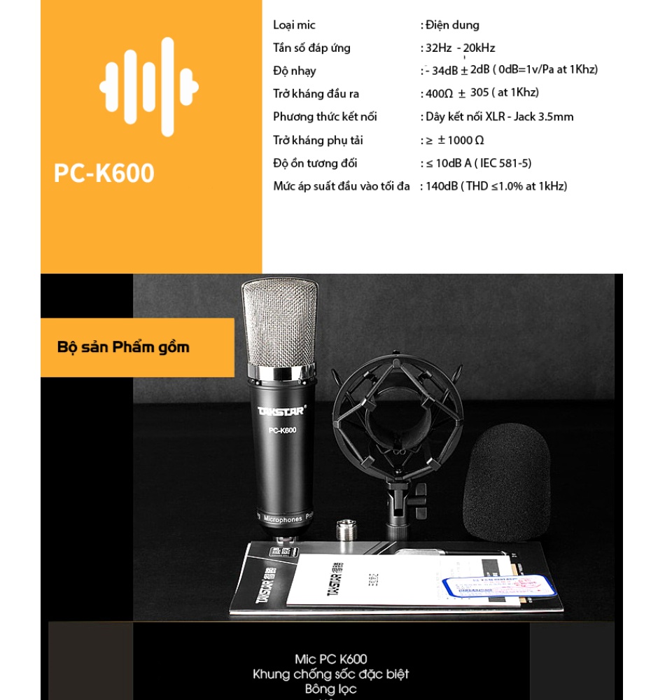 Mic thu âm livestream Takstar PC-K600  - Mic thu âm cao cấp - Micro