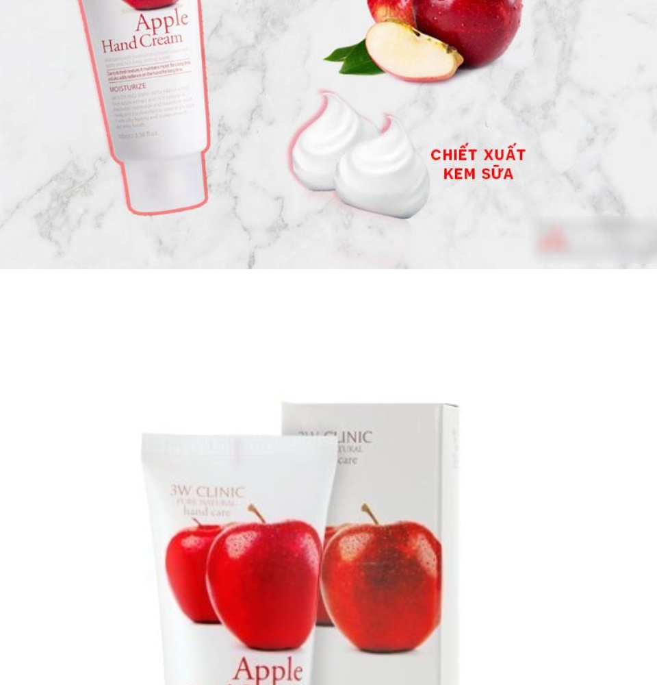 kem dưỡng da tay hương táo 3w clinic moisturizing apple hand cream 100ml 10