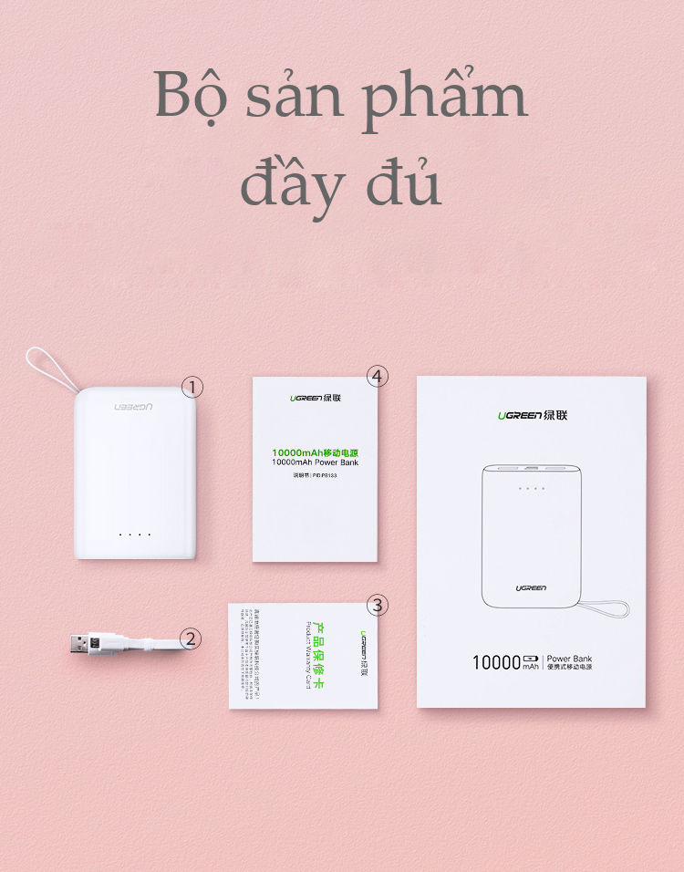 Sạc dự phòng 10000mAh có móc treo tay, 2 cổng sạc USB sử dụng cùng lúc 2 điện thoại, hỗ trợ 2 cổng Micro USB và USB type C UGREEN PB133 60197 Sạc dự phòng 10000mAh có móc treo tay, 2 cổng sạc USB sử dụng cùng lúc 2 điện thoại, hỗ trợ 2 cổng Micro USB và USB type C UGREEN PB133 60197