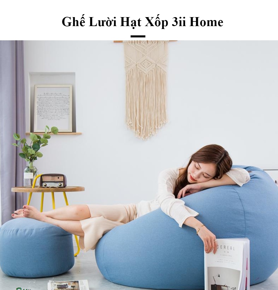 Ghế Lười Hạt Xốp 3ii Home Hàng Xuất Khẩu Chất Lượng Cao Size M 80x100cm Màu Hồng