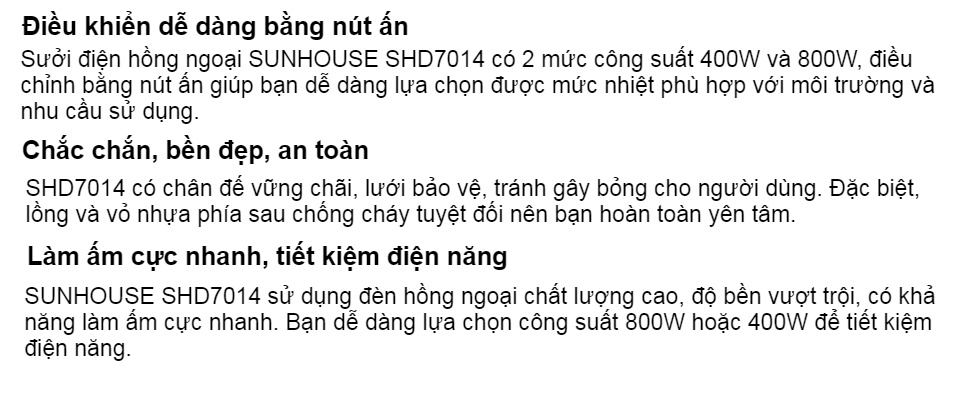 Máy Sưởi Điện Hồng Ngoại Sunhouse Shd7014 - Đèn Sưởi Ấm 2 Bóng Công Suất 800W, Bảo Hành 12 Tháng