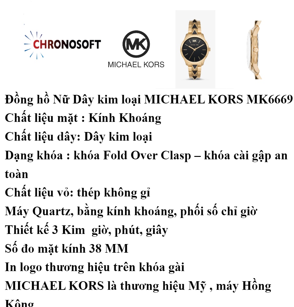 Đồng hồ Nữ Michael Kors dây thép không gỉ 38mm - MK6669 