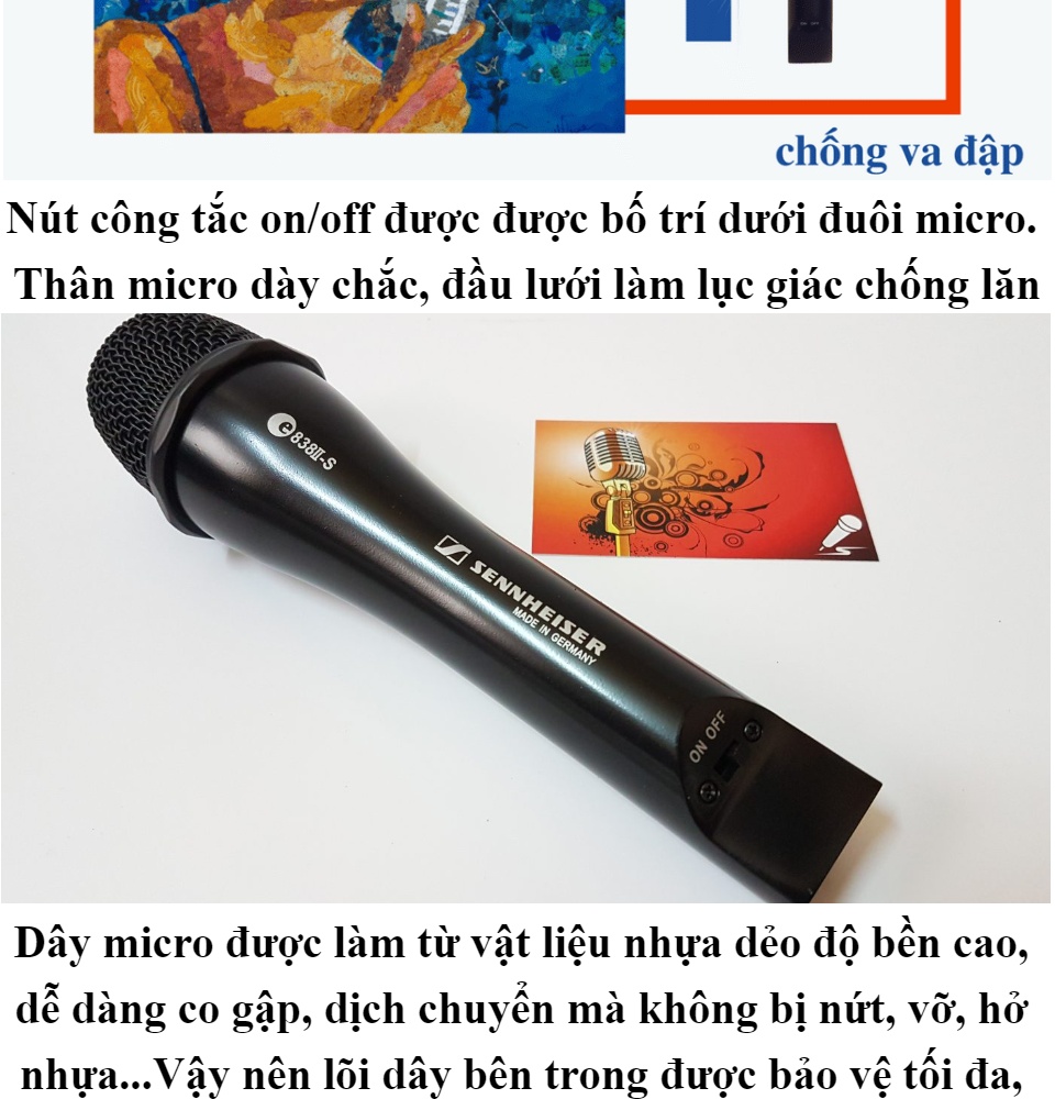 Micro Có Dây E 838II-S SENNHEISER Micro Sennheiser E 838II-S Hát Cực Hay Chống Hú