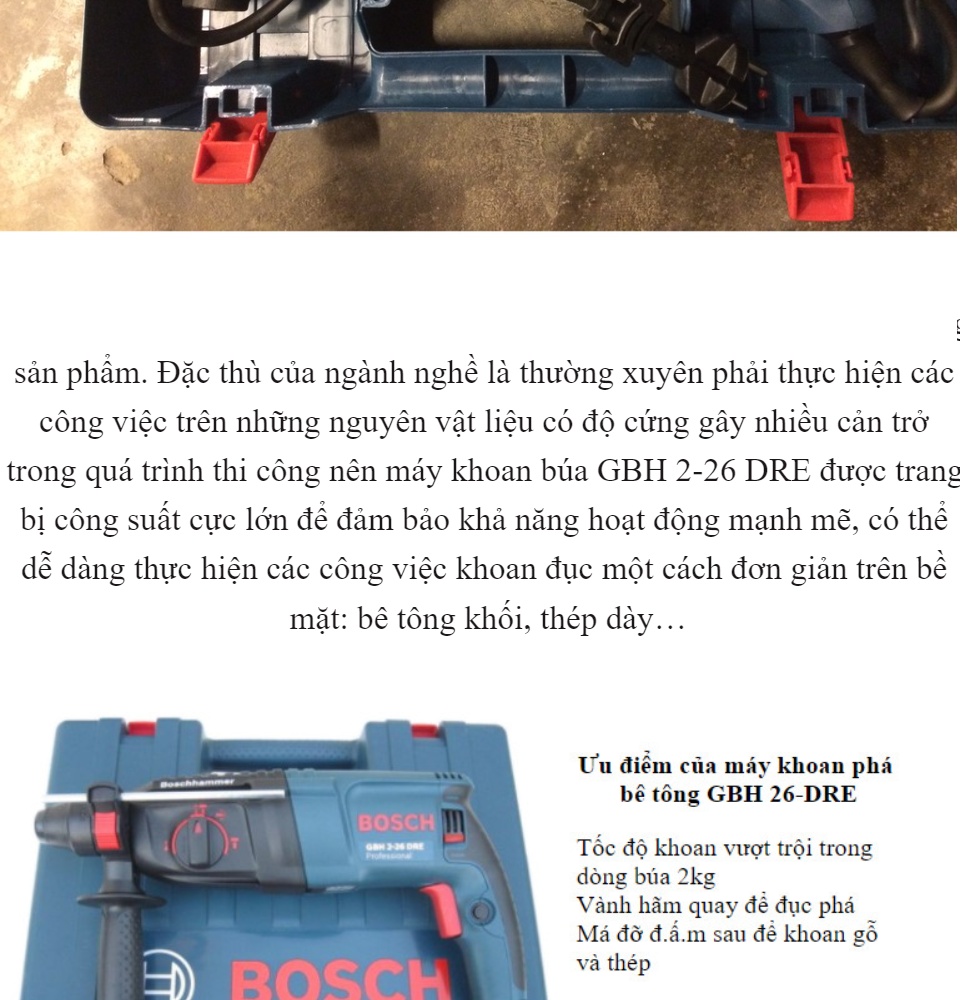 MÁY KHOAN BÊ TÔNG BOSSCH GSB 2-26RE CÔNG SUẤT 800W HÀNG CHÍNH HÃNG CAO CẤP