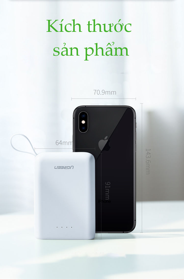 Sạc dự phòng 10000mAh có móc treo tay, 2 cổng sạc USB sử dụng cùng lúc 2 điện thoại, hỗ trợ 2 cổng Micro USB và USB type C UGREEN PB133 60197 Sạc dự phòng 10000mAh có móc treo tay, 2 cổng sạc USB sử dụng cùng lúc 2 điện thoại, hỗ trợ 2 cổng Micro USB và USB type C UGREEN PB133 60197