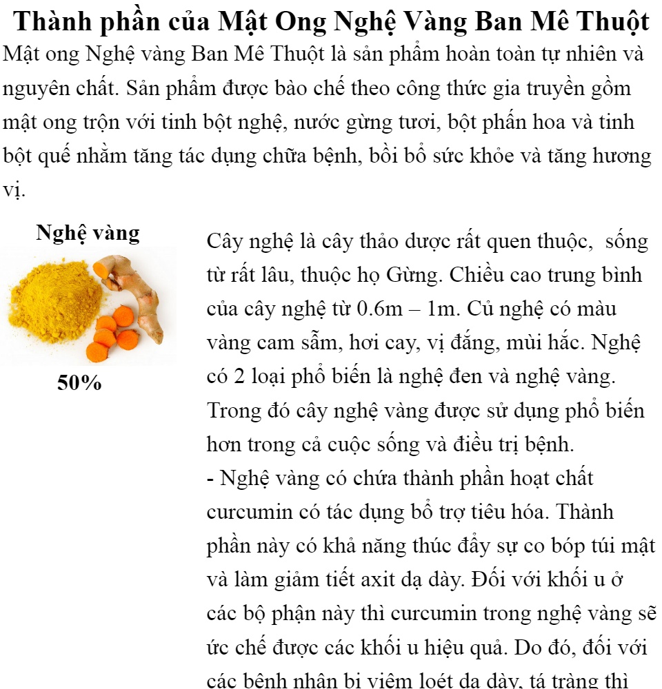 [hcm]mật ong nghệ vàng ban mê thuột 120gr hỗ trợ viêm loét dạ dày [100% tự nhiên] 5
