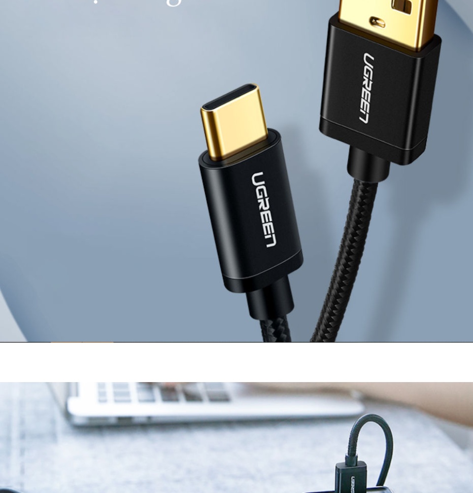 Cáp sạc USB Type-C UGREEN US174 (A sang C) - Hỗ trợ dòng tối đa 3A, dây bện nylon siêu bền, tương thích với điện thoại Samsung / Xiaomi / Oppo / Huawei / OnePlus / Redmi / Realme Cáp sạc USB Type-C UGREEN US174 (A sang C) - Hỗ trợ dòng tối đa 3A, dây bện nylon siêu bền, tương thích với điện thoại Samsung / Xiaomi / Oppo / Huawei / OnePlus / Redmi / Realme