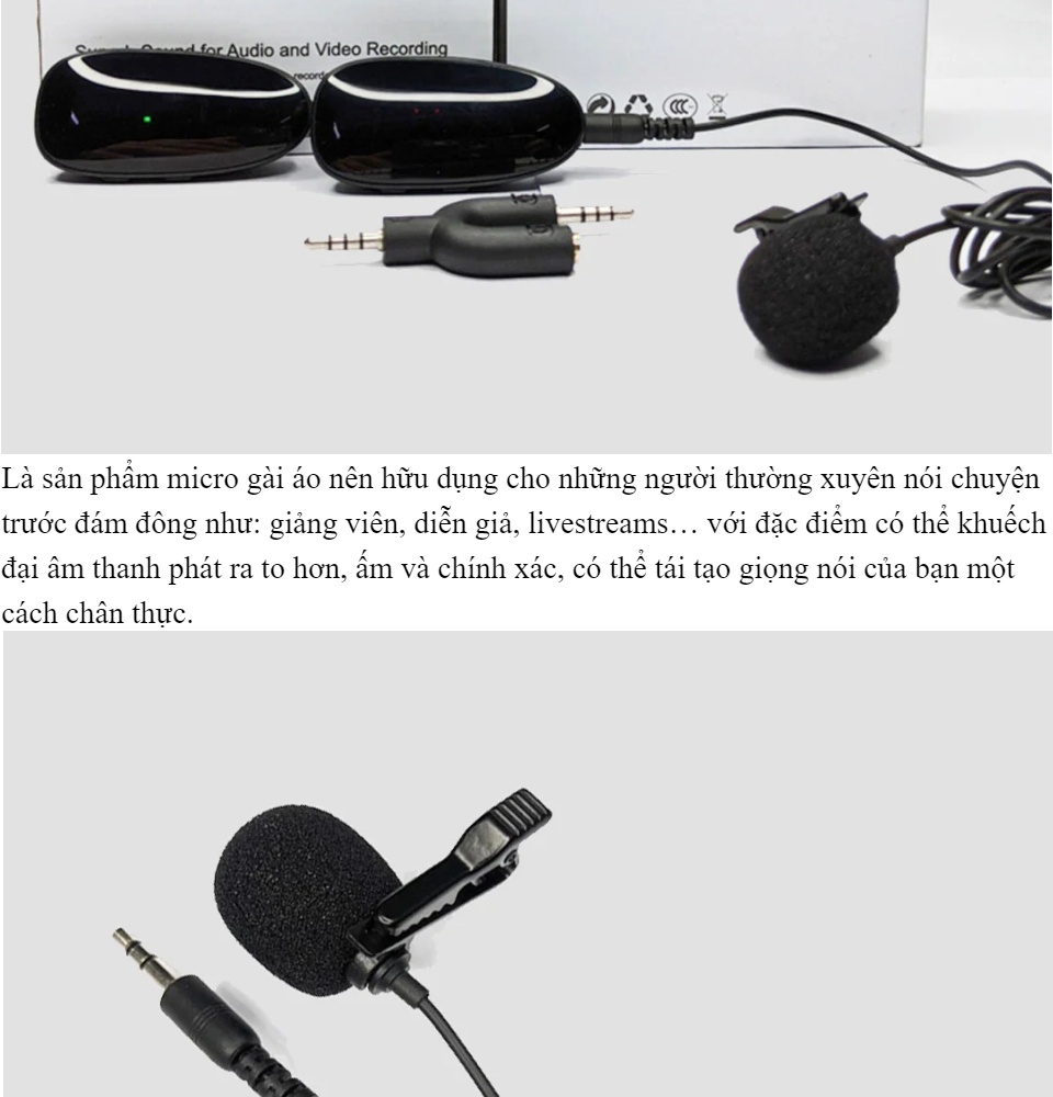 Micro thu âm cài áo MAX 01 - Micro không dây cài áo Micro Thu