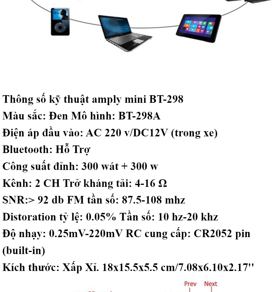 Amly mini công suất lớn - Âm ly nhật bãi - Amly Mini Bluetooth BT-298A