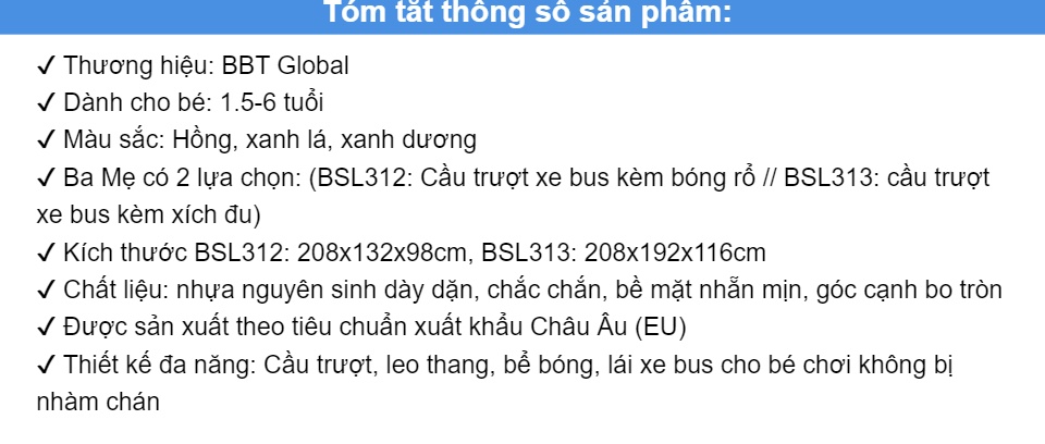 cầu trượt xe bus đa năng máng dài bbt global bsl312, bsl 313 2