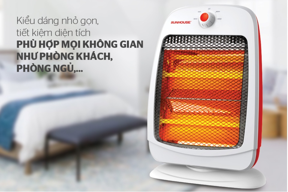 Máy Sưởi Điện Hồng Ngoại Sunhouse Shd7014 - Đèn Sưởi Ấm 2 Bóng Công Suất 800W, Bảo Hành 12 Tháng